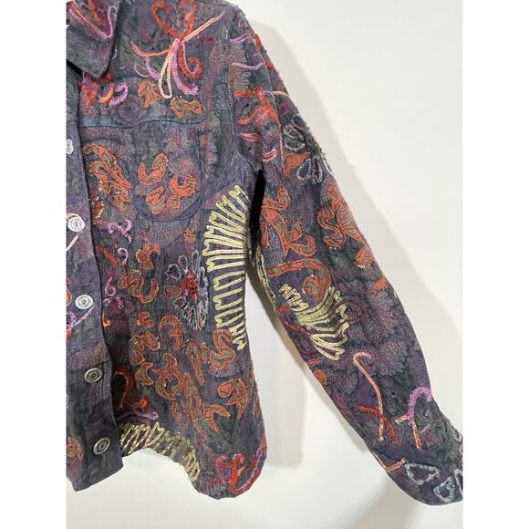 Chicos Soutache Embroidered Jacket Size 2 US 12 Art to Wear Artsy Boho Textured - Picture 5 of 11